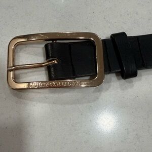 Juicy Couture Black Leather Belt with Gold Buckle Y2K